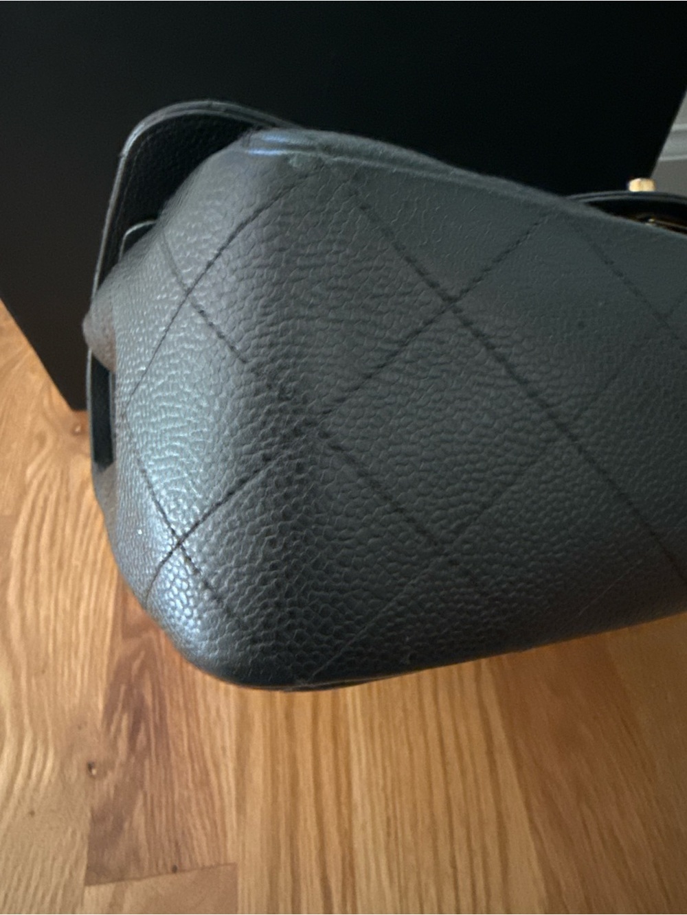 CHANEL Black Caviar Quilted Double Flap Shoulder Bag with Gold Hardware - Picture 5 of 15